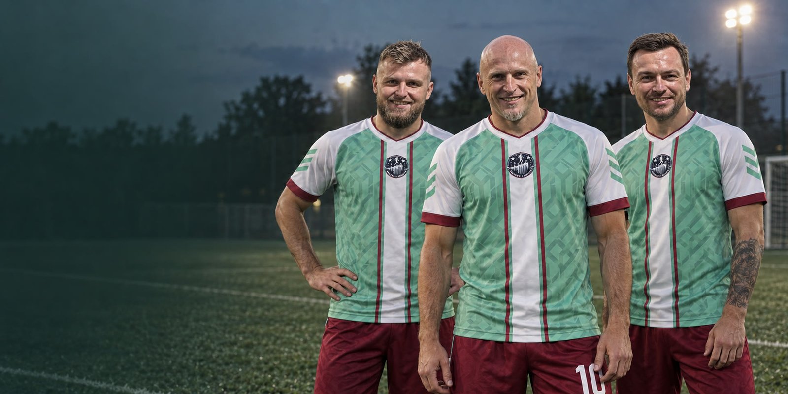 Trzech zawodników Walka o Spadek w strojach klubowych